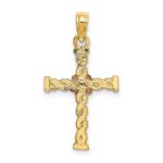 14k Two-Tone Twisted Cross with Flower Charm - Image 4