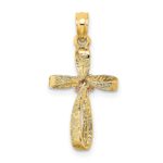 14k Two-Tone Twisted Cross with Flower Charm - Image 4