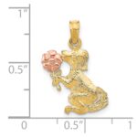 14k Two-Tone Dog Holding Flower Charm - Image 3
