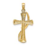 14K with White Rhodium Cross with Drape Charm - Image 4