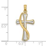 14K with White Rhodium Cross with Drape Charm - Image 3