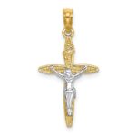 14K and White Rhodium INRI Crucifix Charm
