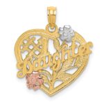 14k Two-tone with White Rhodium #1 DAUGHTER Heart Charm