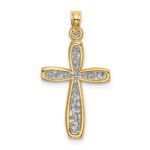 14k and White Rhodium Filigree Cross Charm