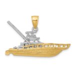 14k Two-tone Textured 3-D Offshore Sportfishing Boat Charm - Image 4