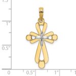 14K and White Rhodium Polished Fancy Cross Charm - Image 3