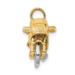 14k Two-tone 3-D Motorcycle with Moveable Wheels Pendant - Image 2