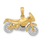14k Two-tone 3-D Motorcycle with Moveable Wheels Pendant - Image 4