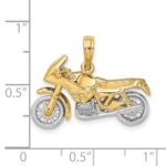 14k Two-tone 3-D Motorcycle with Moveable Wheels Pendant - Image 3