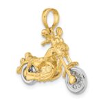 14k Two-tone 3-D Chopper Motorcycle with Moveable Wheels Charm - Image 5