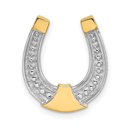 14k and White Rhodium Horseshoe Chain Slide Charm