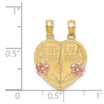 14k Two-Tone BIG SIS-LIL SIS 2-Piece Break-apart Heart Charm - Image 3