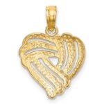 14k and White Rhodium Textured Heart Charm - Image 4