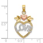 14k Two-Tone with White Rhodium LOVE Inside Heart Pendant - Image 3