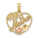 14k Two-Tone Heart with #1 MOTHER Charm