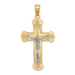 14K Two-tone Textured Crucifix Charm