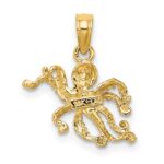 14K and White Rhodium Textured Octopus Charm - Image 4