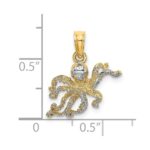 14K and White Rhodium Textured Octopus Charm - Image 3