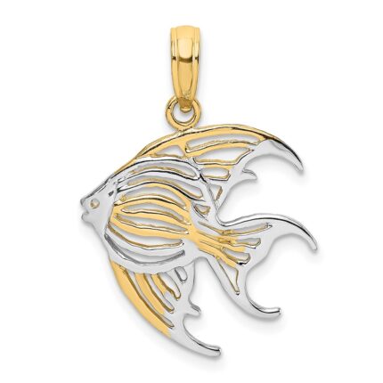14k and White Rhodium Cut-Out Angelfish Charm