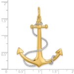 14K and White Rhodium 3-D Large Anchor with Rope and Shackle Bail Charm - Image 3