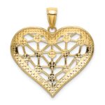 14k and White Rhodium Lattice Center Heart Charm - Image 4