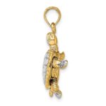 14K and White Rhodium 3-D Land Turtle with Moveable Head and Legs Charm - Image 2
