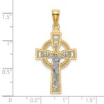 14k Two-tone Celtic Crucifix with Eternity Circle Charm - Image 3