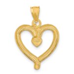 14k and White Rhodium Diamond-cut Heart Charm - Image 4