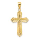 14K and White Rhodium Center Diamond-cut Cross Charm - Image 4