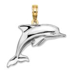 14k and White Rhodium 3-D Reversible Puffed Dolphin Charm - Image 4