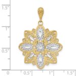 14K and White Rhodium Diamond-cut and Filigree Flower Charm - Image 3