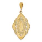 14k and White Rhodium Diamond-cut Filigree Oval Charm - Image 4