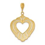 14k and White Rhodium Textured Cut-Out Heart Charm - Image 4