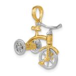 14k Two-tone 3-D Tricycle with Moveable Handlebars and Wheels Charm - Image 5