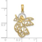 14K and White Rhodium Filigree Flying Angel Charm - Image 3
