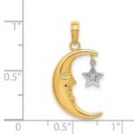14k Two-Tone Half Moon with Moveable Dangle Star Charm - Image 4
