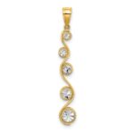 14k and White Rhodium Diamond-cut Vertical Swirl Charm