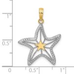 14K with White Rhodium Small Starfish Charm - Image 3