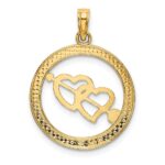 14k and White Rhodium Diamond-cut Heart and Arrow Charm - Image 4