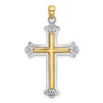 14K Two-tone Polished Cross Charm