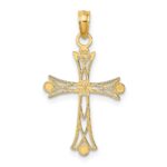 14K and White Rhodium Textured Cross Charm - Image 4