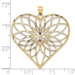 14k with White Rhodium Diamond-cut Large Filigree Heart Pendant - Image 3