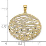 14K and White Rhodium Diamond-cut Oval Cut-Out Charm - Image 3