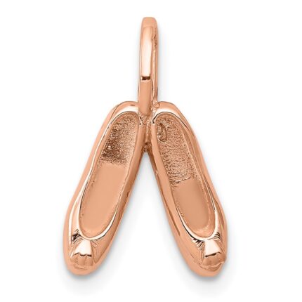 14K Rose Gold Solid Polished 3-D Ballet Slippers Charm