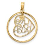 14k and White Rhodium LIVE LOVE LAUGH Heart Dangling In Circle Charm - Image 4