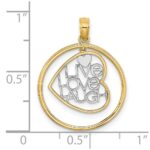 14k and White Rhodium LIVE LOVE LAUGH Heart Dangling In Circle Charm - Image 3