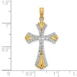 14K and White Rhodium and Diamond-cut Reversible Cross Charm - Image 3