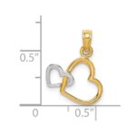 14k With White Rhodium Polished Hearts Interwined Charm - Image 3