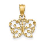14k and White Rhodium Diamond-cut Butterfly Charm - Image 4