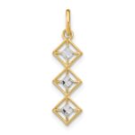 14k and White Rhodium Diamond-cut 3 Diamond-Shapes Charm